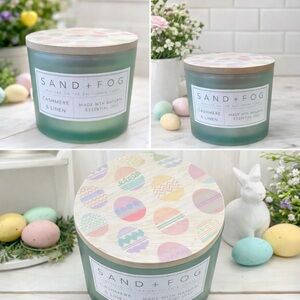 NEW Sand + Fog Cashmere & Linen 12oz 2-Wick Candle With Easter Egg Lid